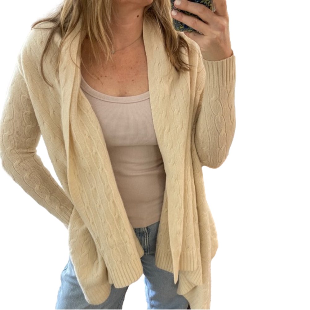 Ralph Lauren Wool Cashmere Cable Knit Cardigan Size Medium Large
